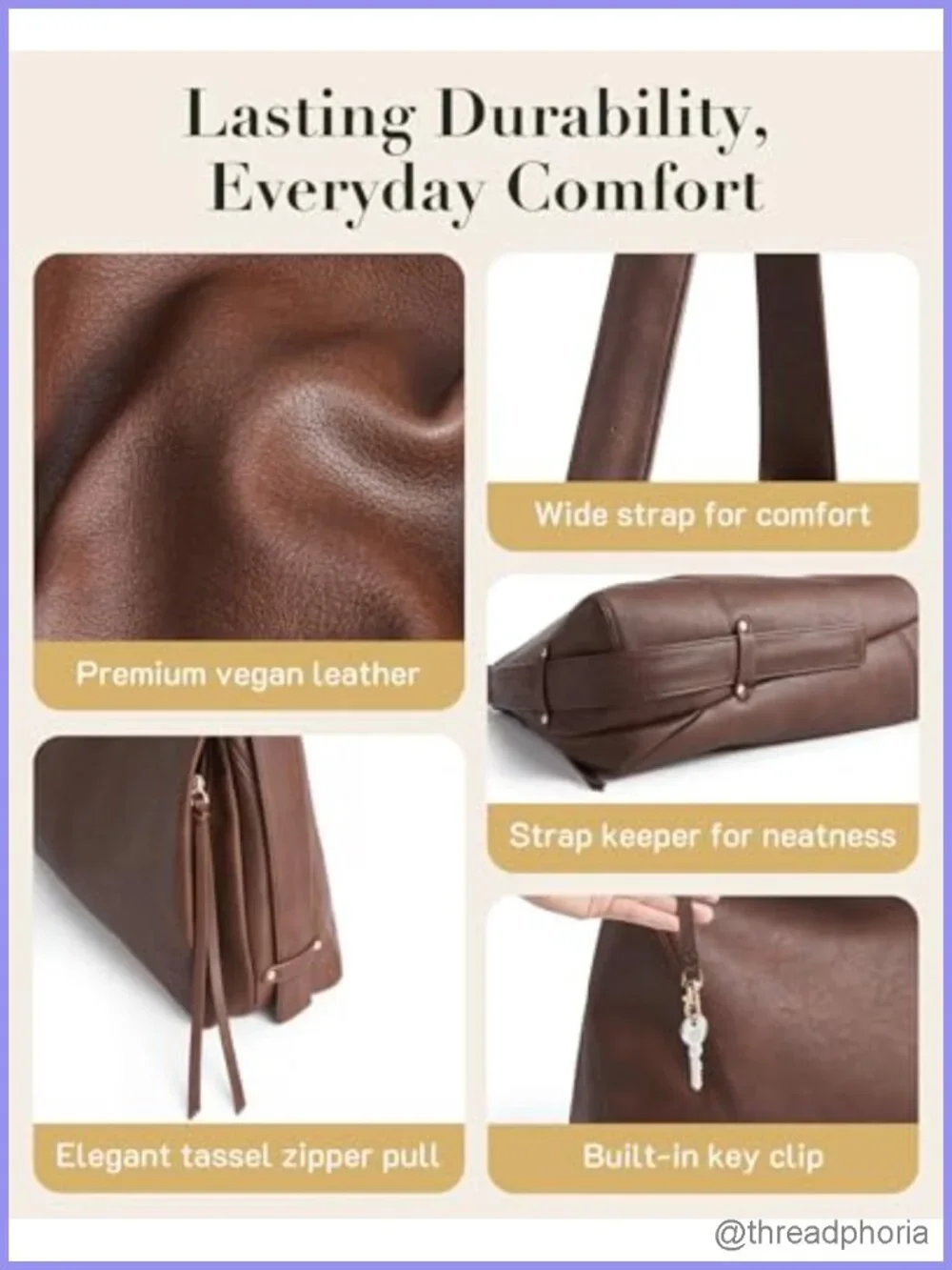Hobo Bag for Women Leather Shoulder Handbag Tote Purse